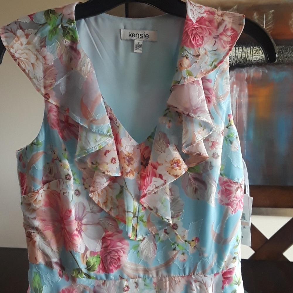 Kensie Ruffle Asymmetrical Floral Dress - Picture 5 of 5